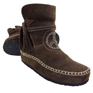 Vintage Sherpa Lined Suede Moccasin Winter Boots Women’s Size 6.5/7